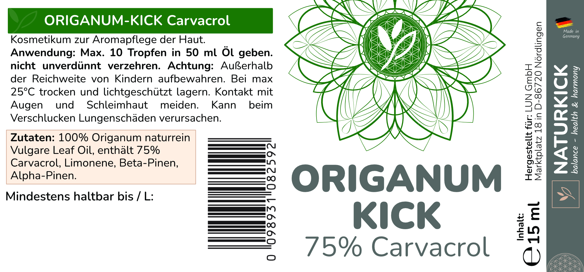 NATURKICK Origanum-Kick Carvacrol Öl 15ml